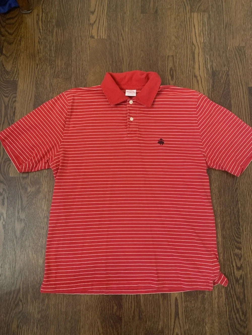 #151 - Brooks Brothers Men's Red Striped Polo Shirt - Medium