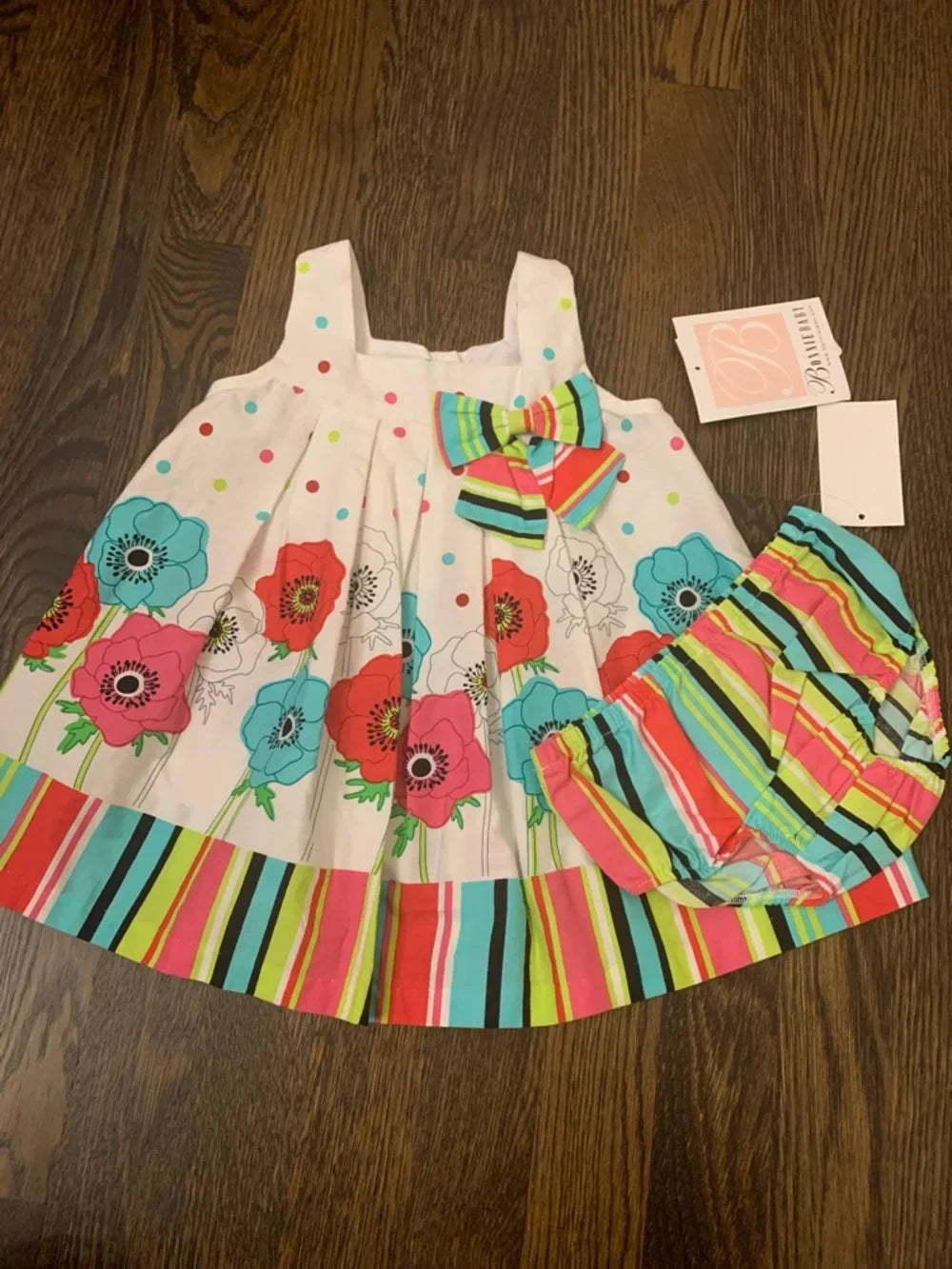 #48 - Girls Floral Dress & Bloomers Set - 12mo