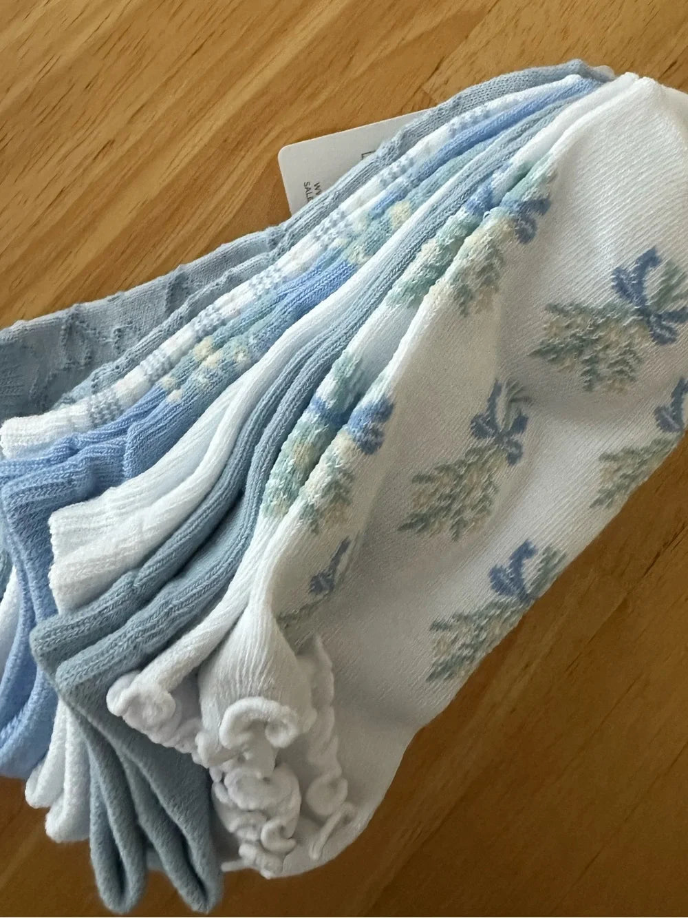 Girl's Pickle & Dot 6 Pack No Show Socks Women Blue Floral Lace Trim Ankle Socks NWT