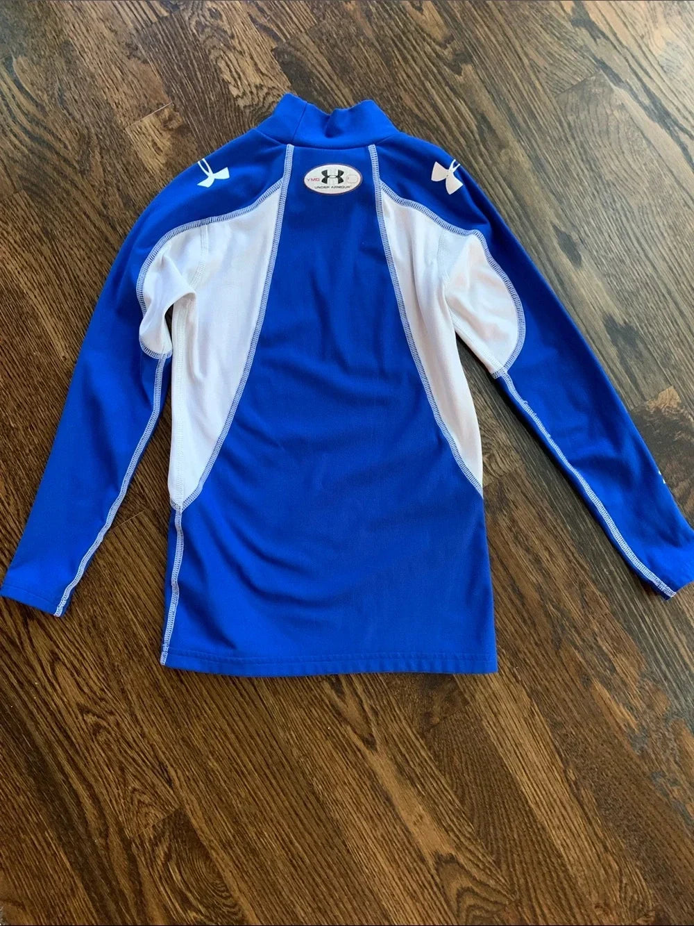 #151 - Under Armour Blue & White Kids' Long Sleeve Cold Gear Shirt - Youth Medium