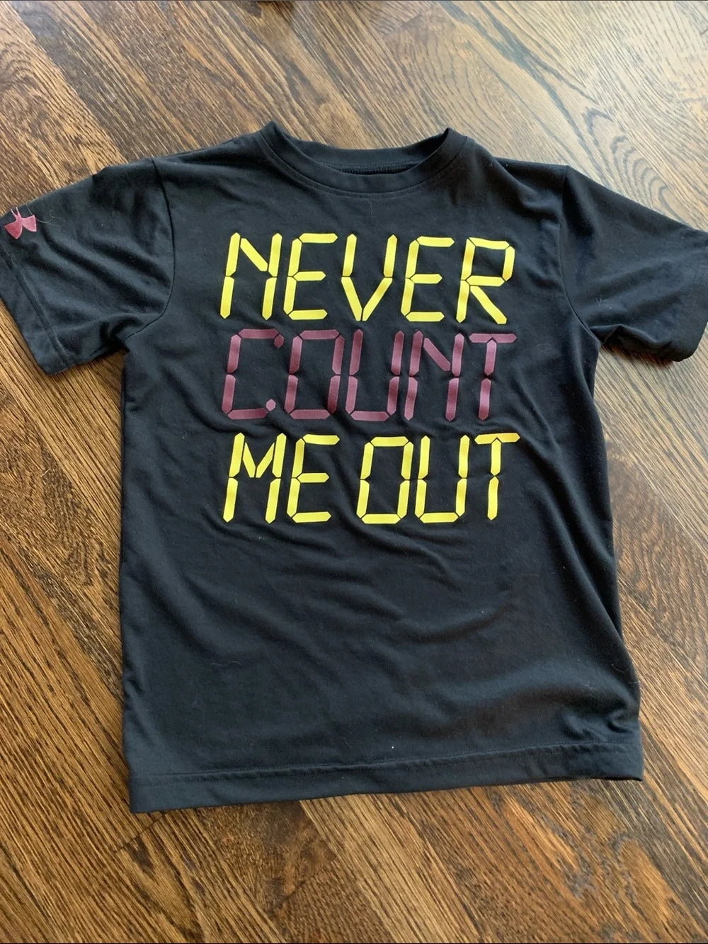 #151 - Under Armour Kids' Black 'Never Count Me Out' Graphic Tee - Youth Boys Small