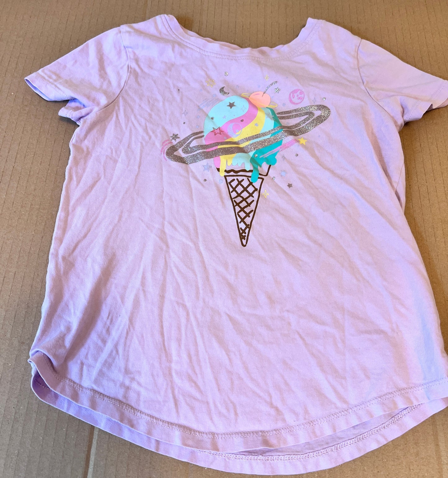 #176 - Lands End lavender girls space ice cream shirt | S