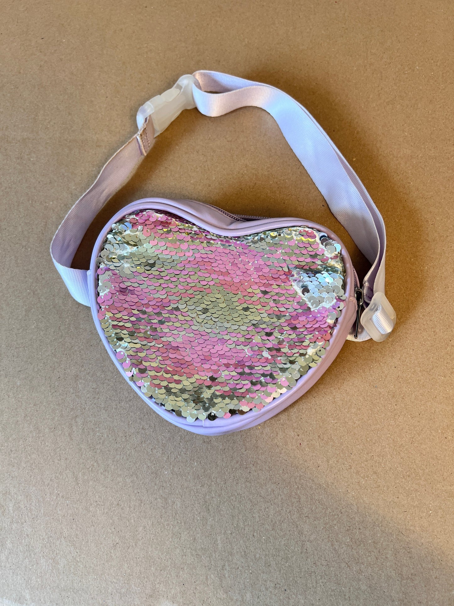 #176 - purple heart sequin belt bag