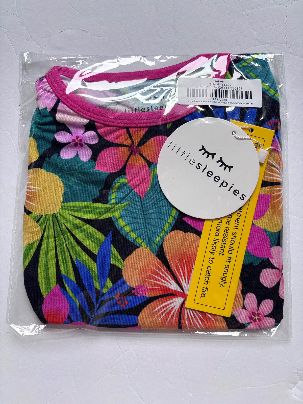#154 Little Sleepies Jungle Floral Short Sleeve and Shorts Pajamas Girls 4T NWT