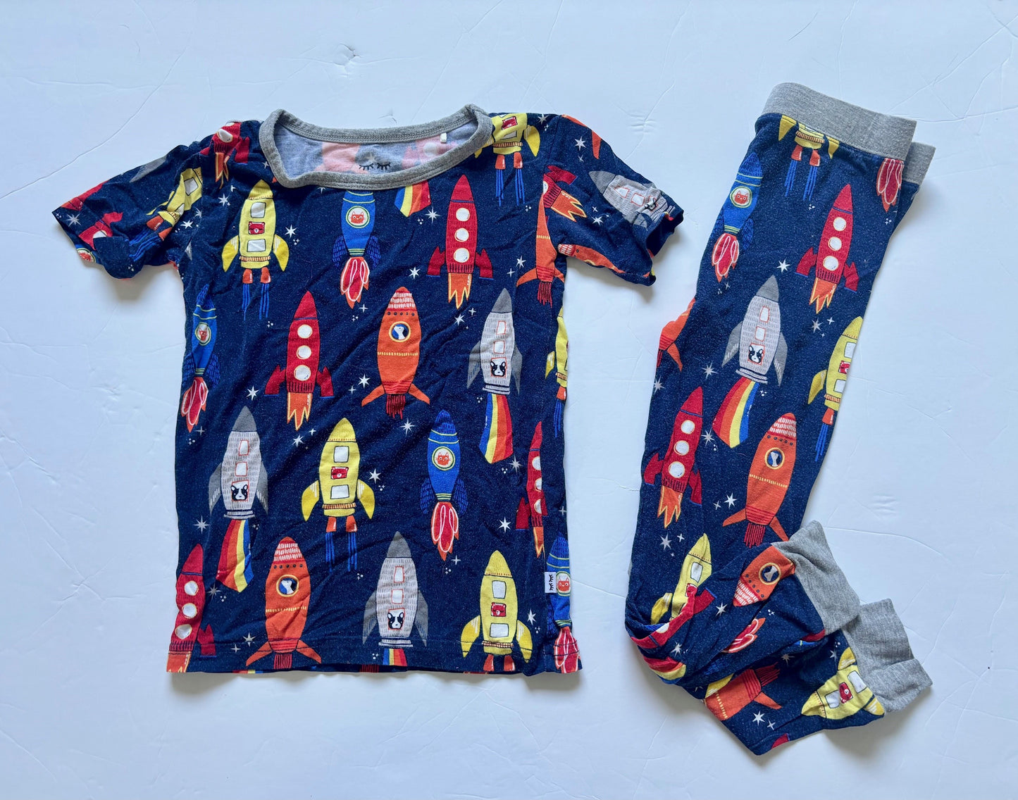 #43 Little Sleepies Rocket Ship Pajamas Boys 3T GUC
