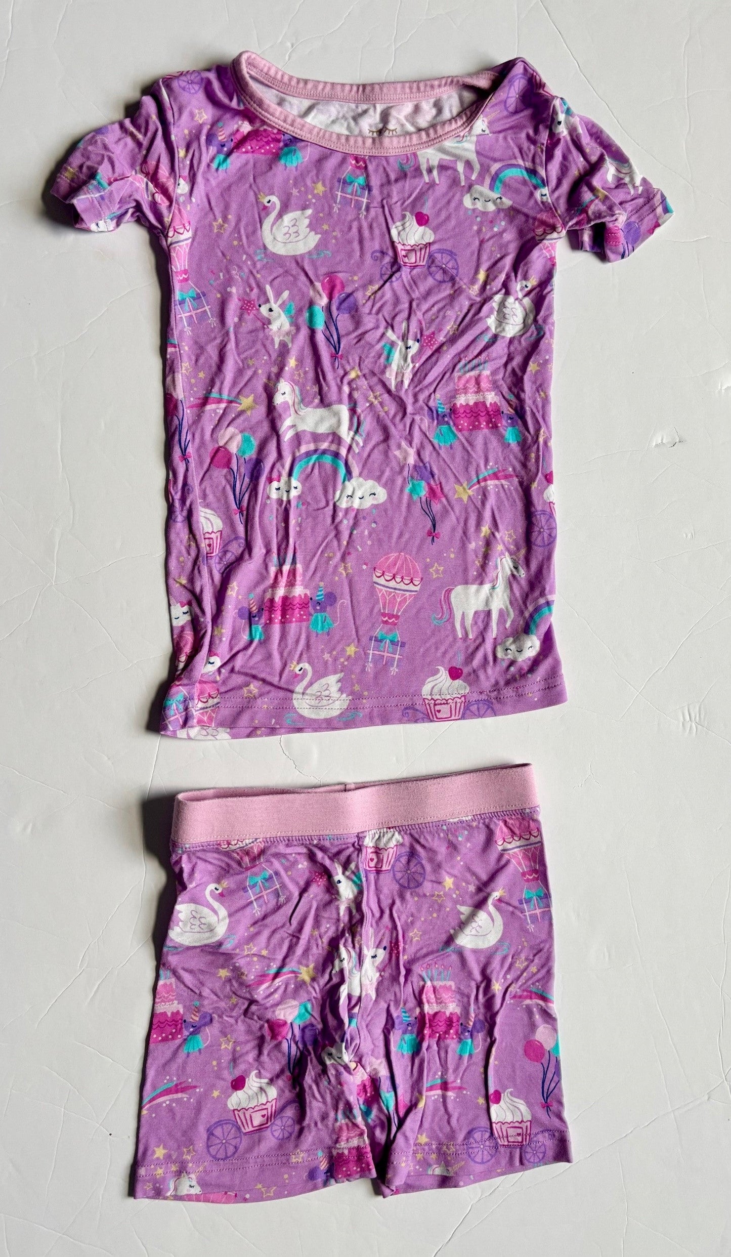 #43 Little Sleepies Magical Birthday Short Pajamas Girls 3T EUC