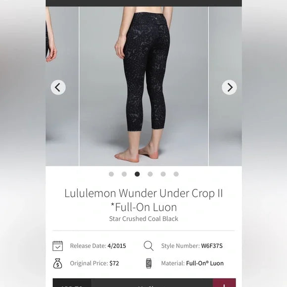 Seller #127 Lululemon crop legging Women's Size 6