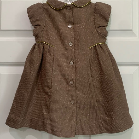 #91 - REDUCED NWT Charming Brown Kids Holiday Dress 2pc Set - 12mo