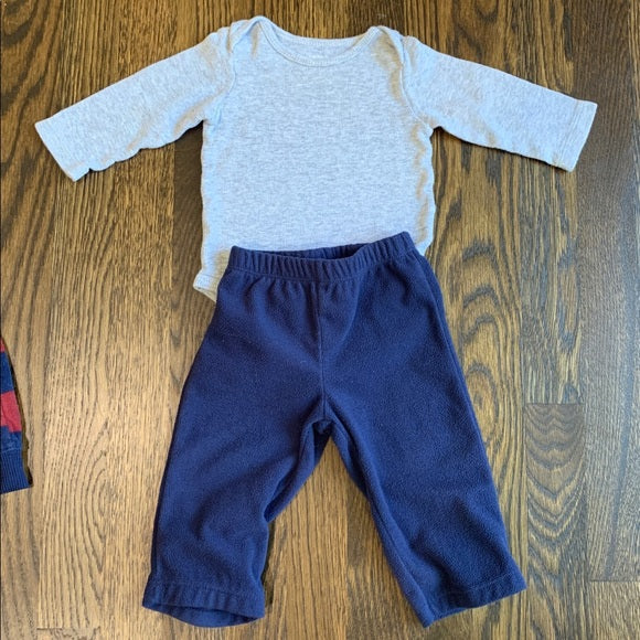 #91 - Carter's Striped Red and Blue Football Vest with Navy Pants Set - 9mo