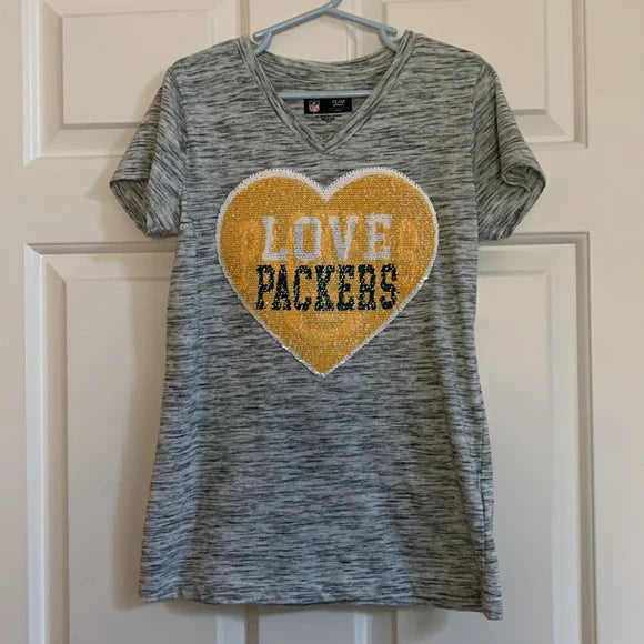#181 - Green Bay Packers NFL Apparel Sequined Shirt Girls Size 10/12
