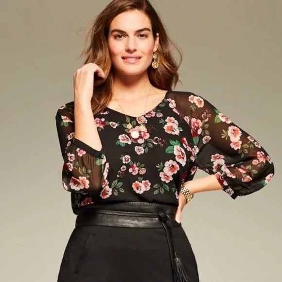 #118 | Size M | Women's CAbi - Garden Floral Blouse #3595 Size M