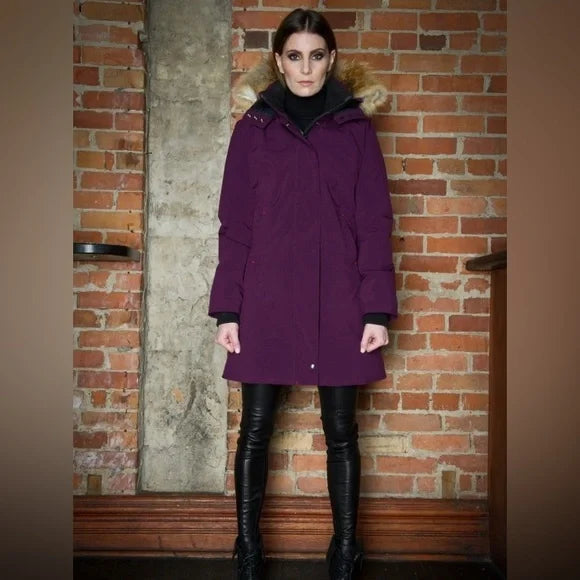 #118 | Size XS | Women's CMFR Women’s Purple Down Filled Parka Mid-length Hooded Coat Jackets Size XS