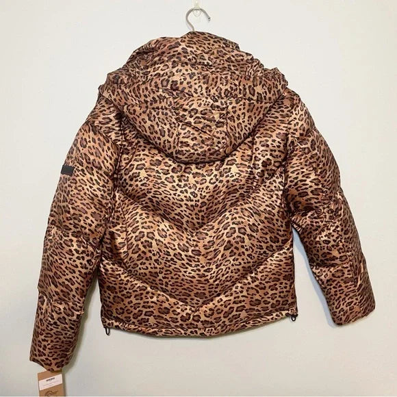#118 | Size S | Women's NWT Sanctuary Leopard Print Down Quilted Hooded Jacket Puffer Womens Sz Small