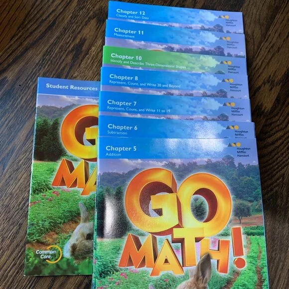 #89 NEW Set of 7 Houghton Mifflin Harcourt GO MATH! Kindergarten Workbooks -homeschool
