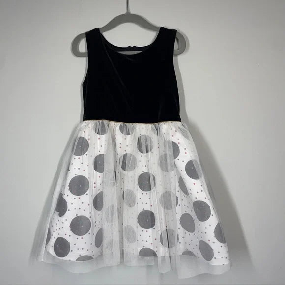 #1 4T formal dress velvet polka dots tulle REDUCED