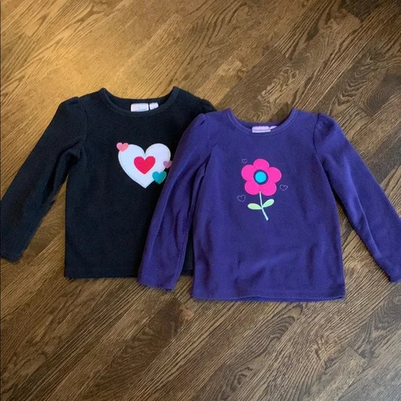 #181 - NWT Girls Fleece Shirt Set Flower and Hearts - Size 5 *REDUCED*