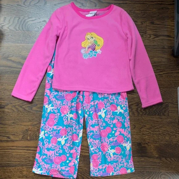 #181 - NWT Disney Tangled Rapunzel Pink and Blue Girls Pajamas - XS 4/5