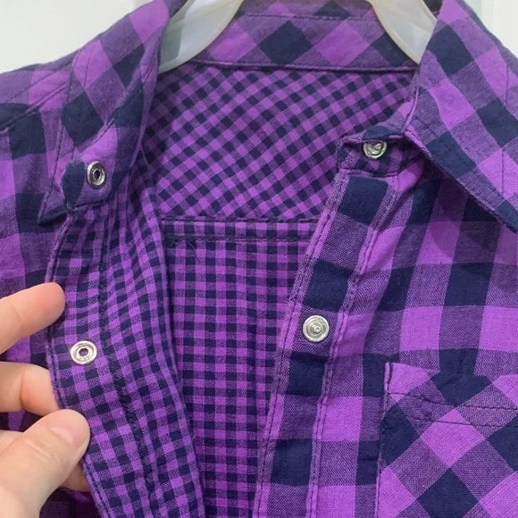 #181 - NWT Reversible Purple Plaid Kids Shirt - XS (4-5)