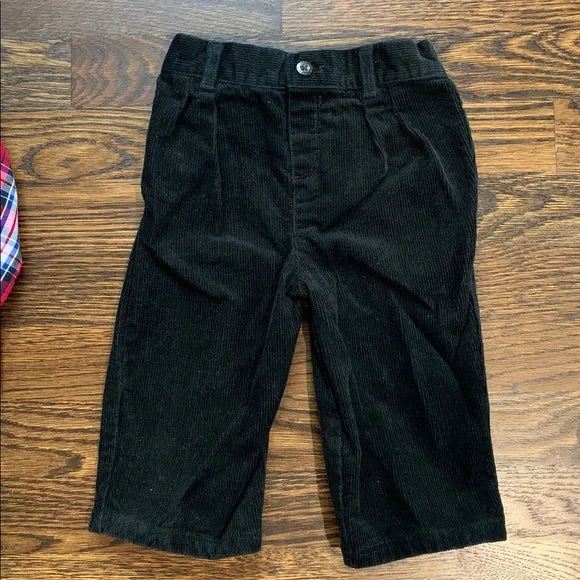 #91- EUC Chaps Plaid Holiday Button Down Shirt and Pants Set - 9 Mo