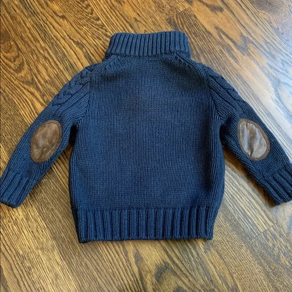 #91 - REDUCED Baby Gap Navy Cable Knit Sweater with Elbow Patches - 12-18mo