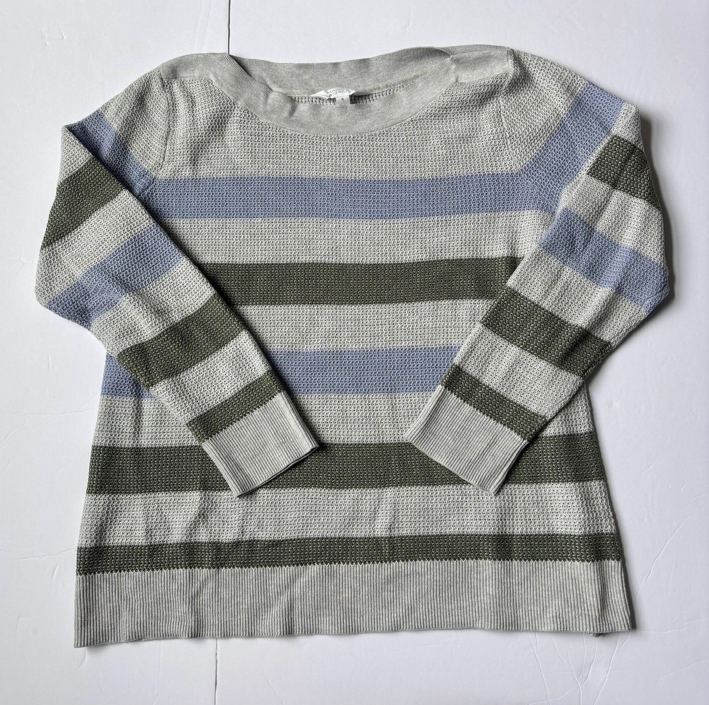 #43 Market & Spruce (Stitch Fix) Waffle Stitch Striped Fitted Pullover Women's XL