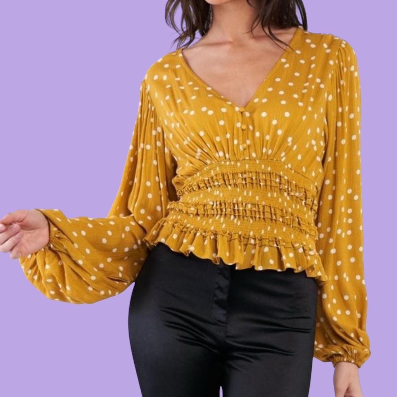 #1 Polka Dot Peplum Top Blouse Small