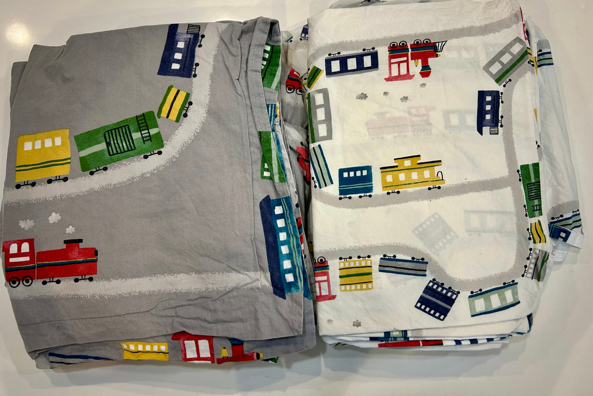 #32 Pottery Barn Kids Trains Sheet & Duvet Set for Double Bed