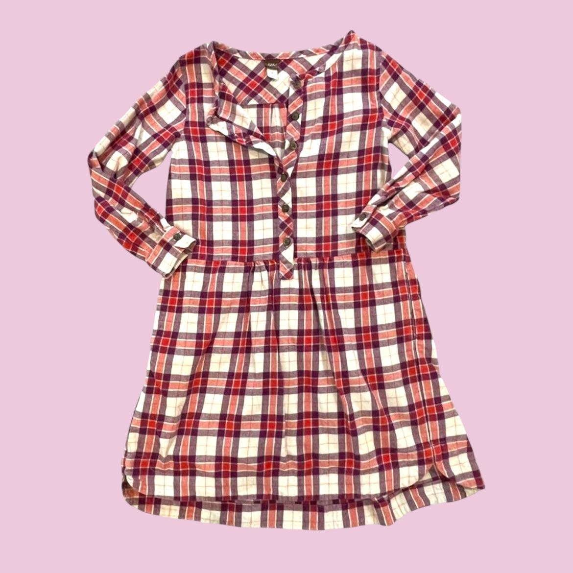 #1 Tea Collection Flannel Long Sleeve Dress Size 8