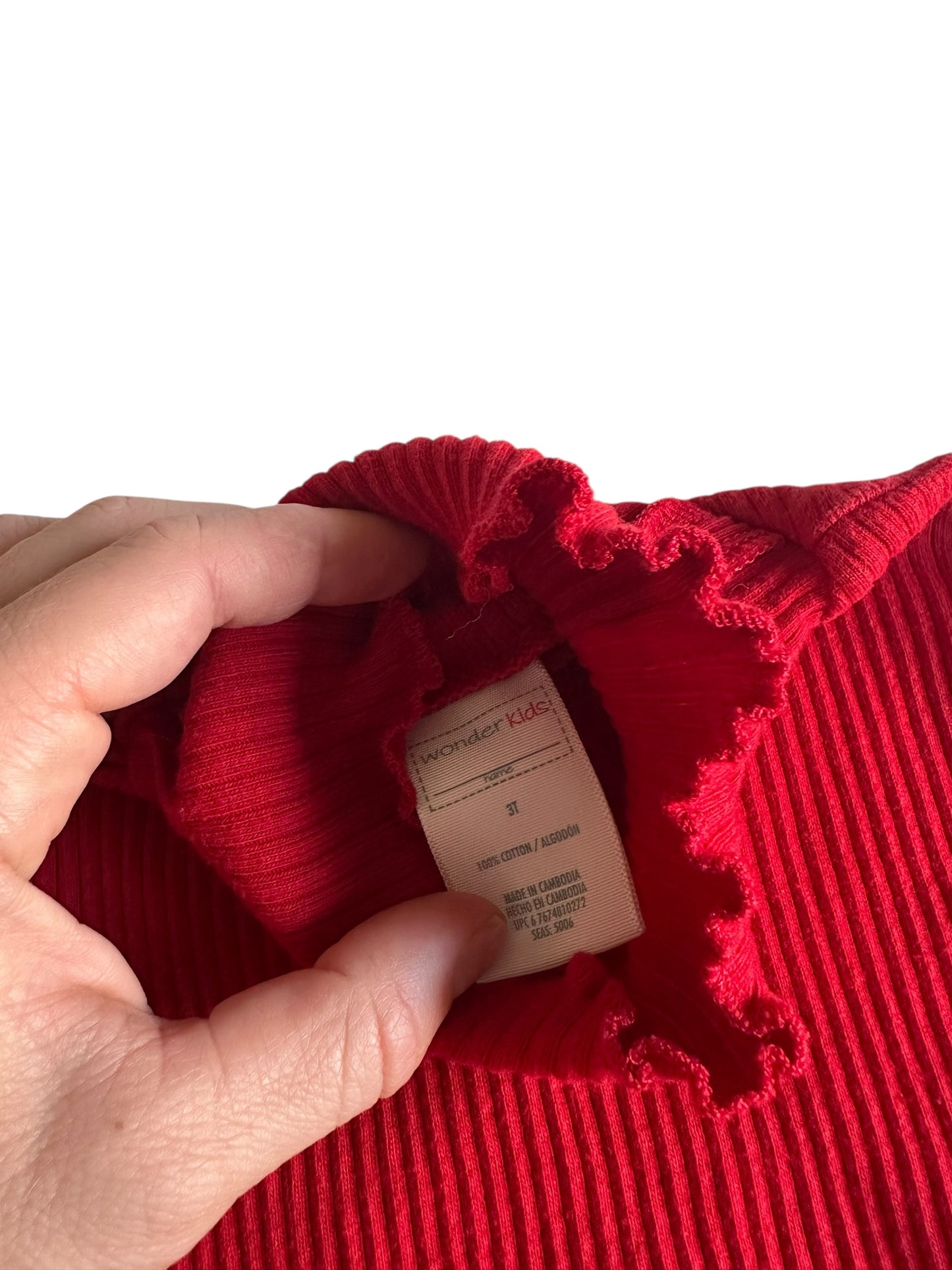 #93 Wonderkids Red Ribbed Turtleneck Girls 3T