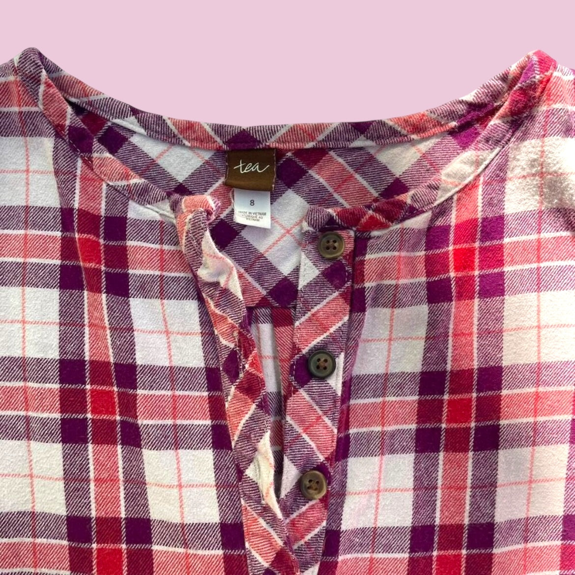 #1 Tea Collection Flannel Long Sleeve Dress Size 8