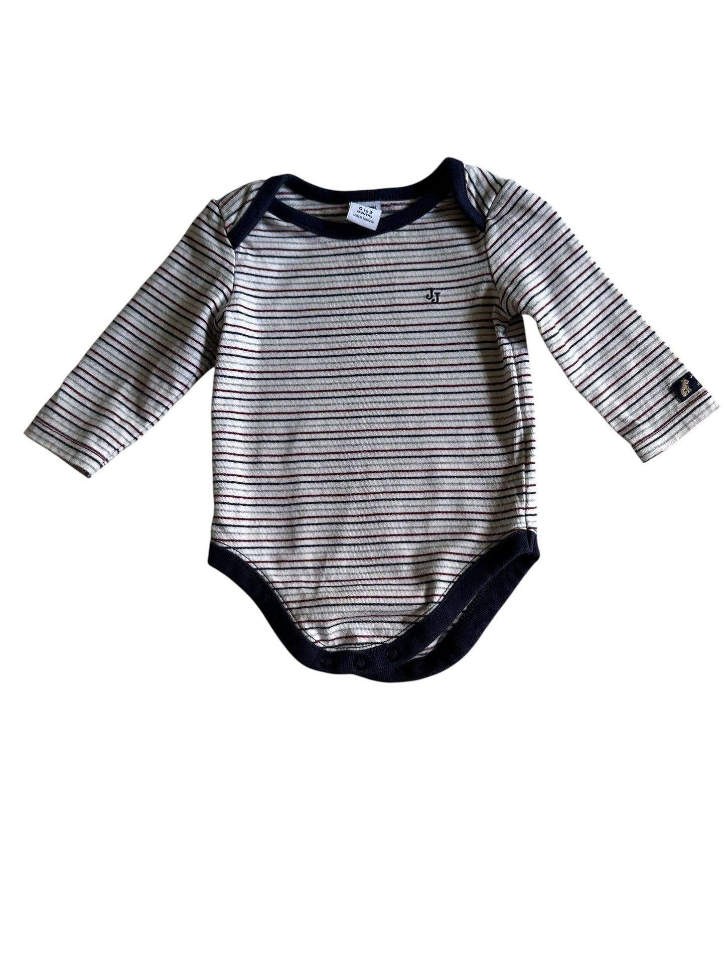 #93 Janie and Jack Navy Overalls and Striped Bodysuit Boys 0-3M