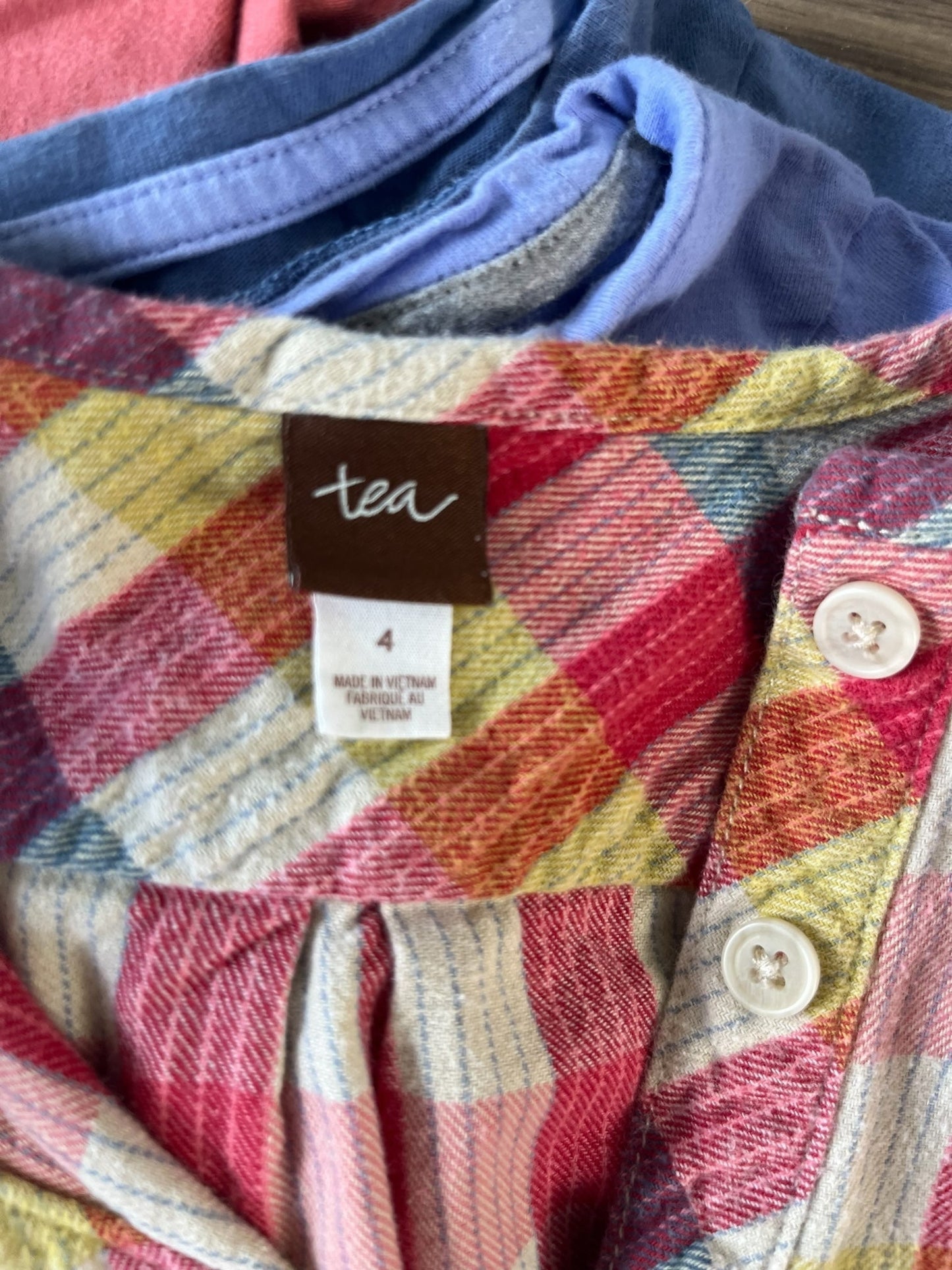 Seller #213 Tea Collection Size 4 Button Front Plaid Dress EUC