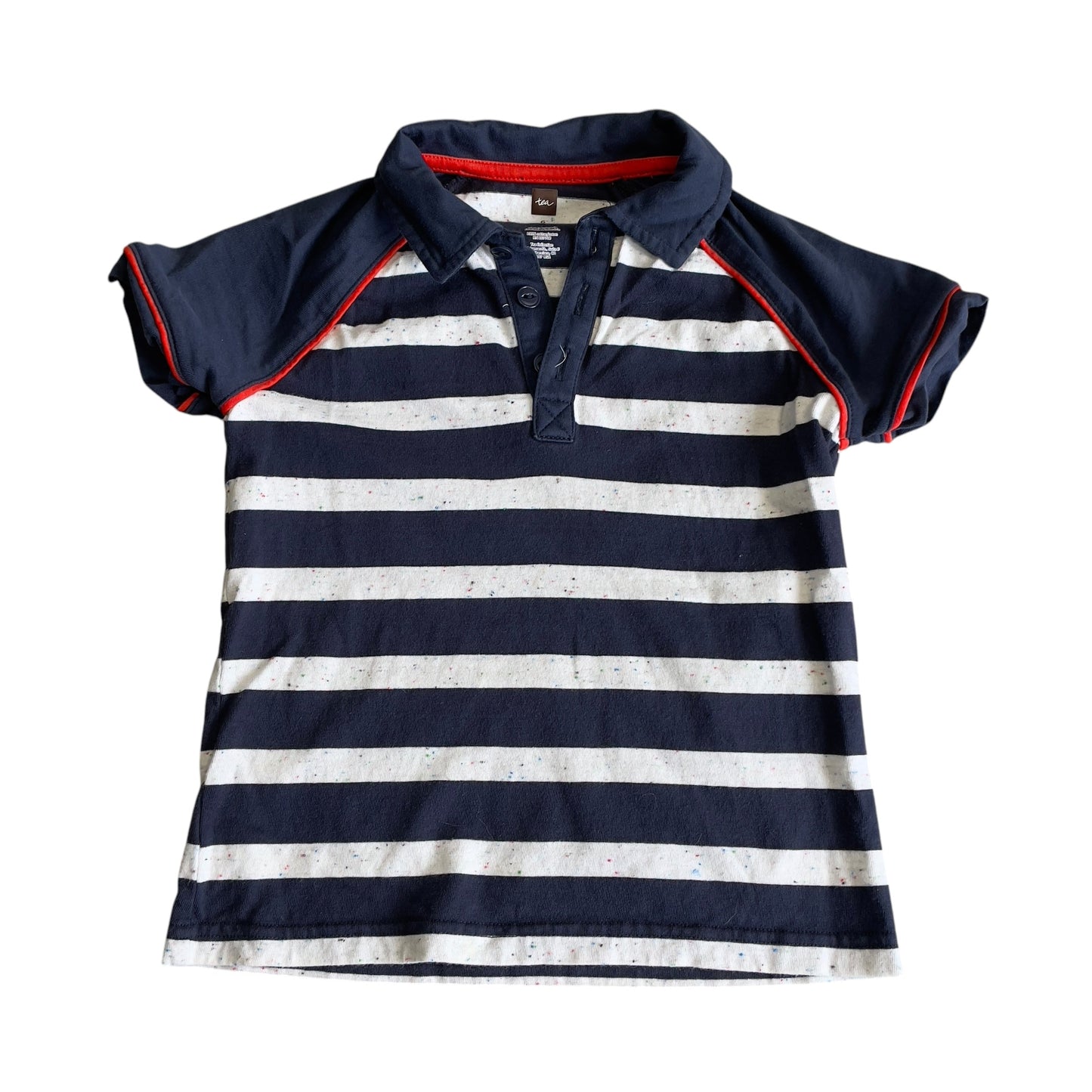 #1 Boys 6 Tea Collection Confetti Strip Polo REDUCED