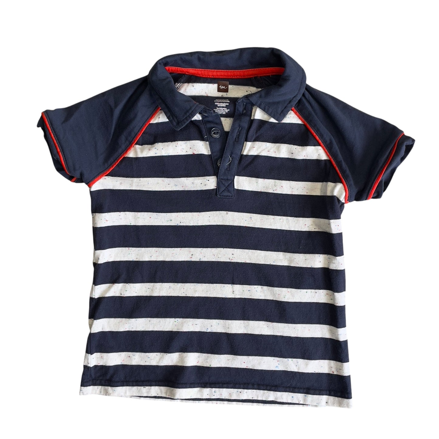 #1 Boys 6 Tea Collection Confetti Strip Polo REDUCED