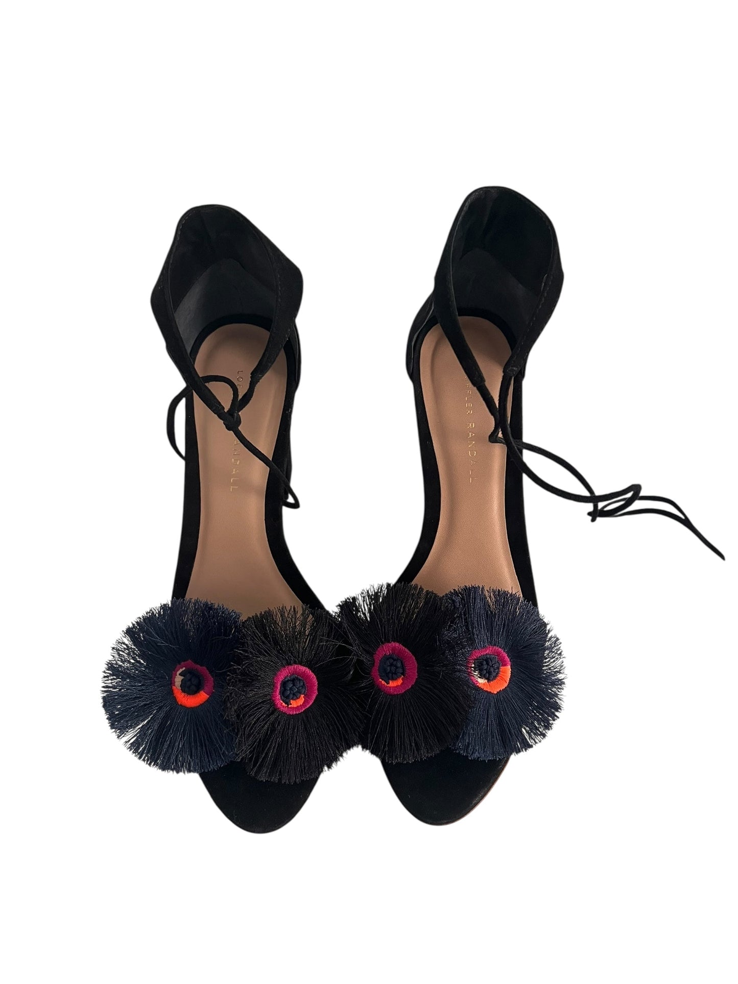 #63 Loeffler Randall Ostrich Black Heels 9.5 Women’s