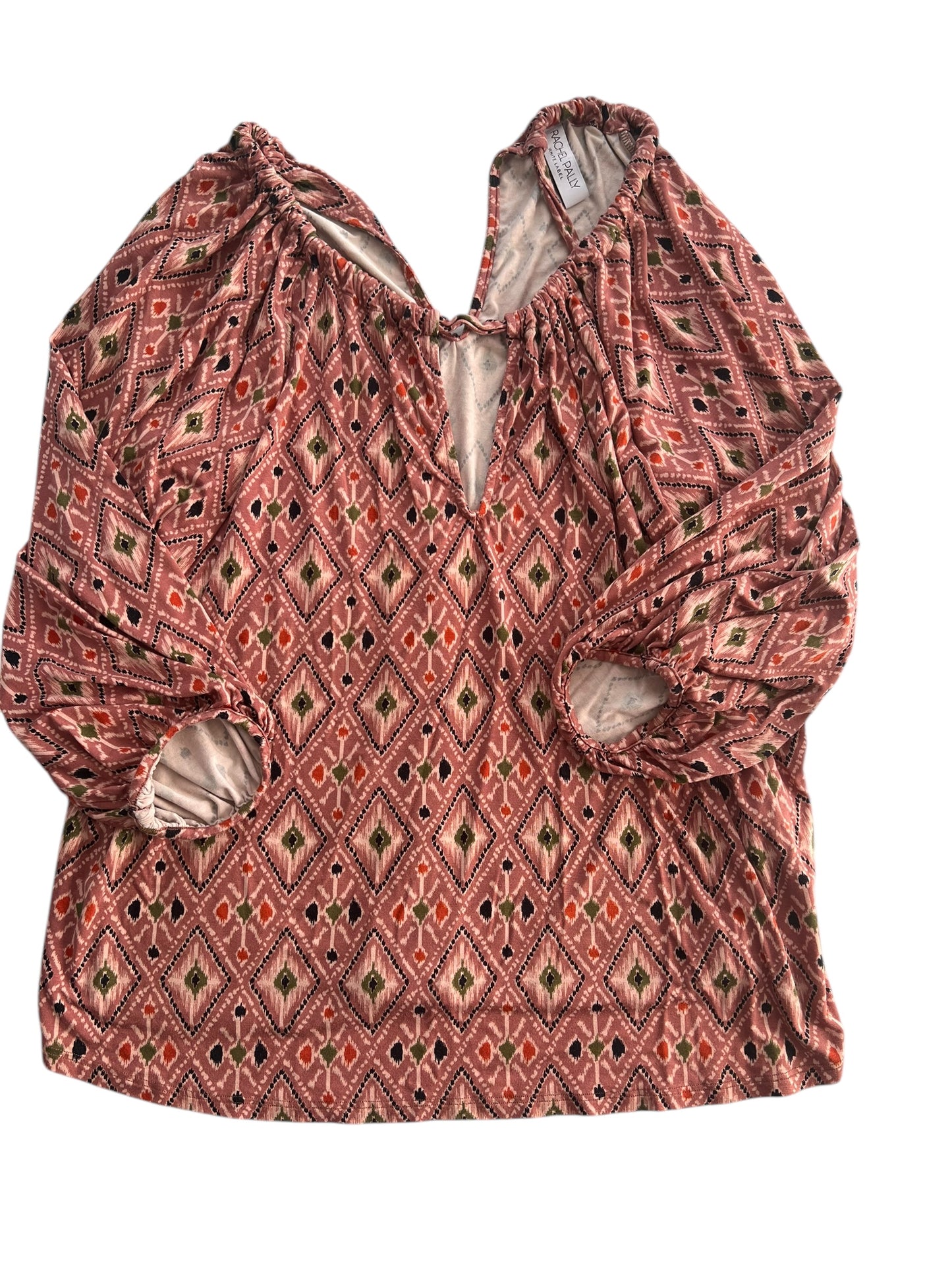 #63 Rachel Pally 1X White Label Pink Peasant Top