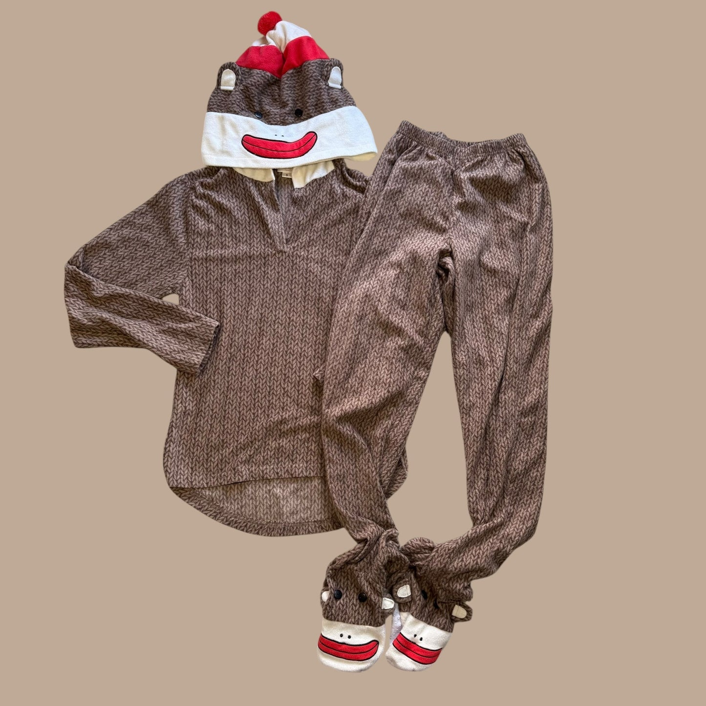 #1 Sock Monkey Costume Adult Small REDUCED