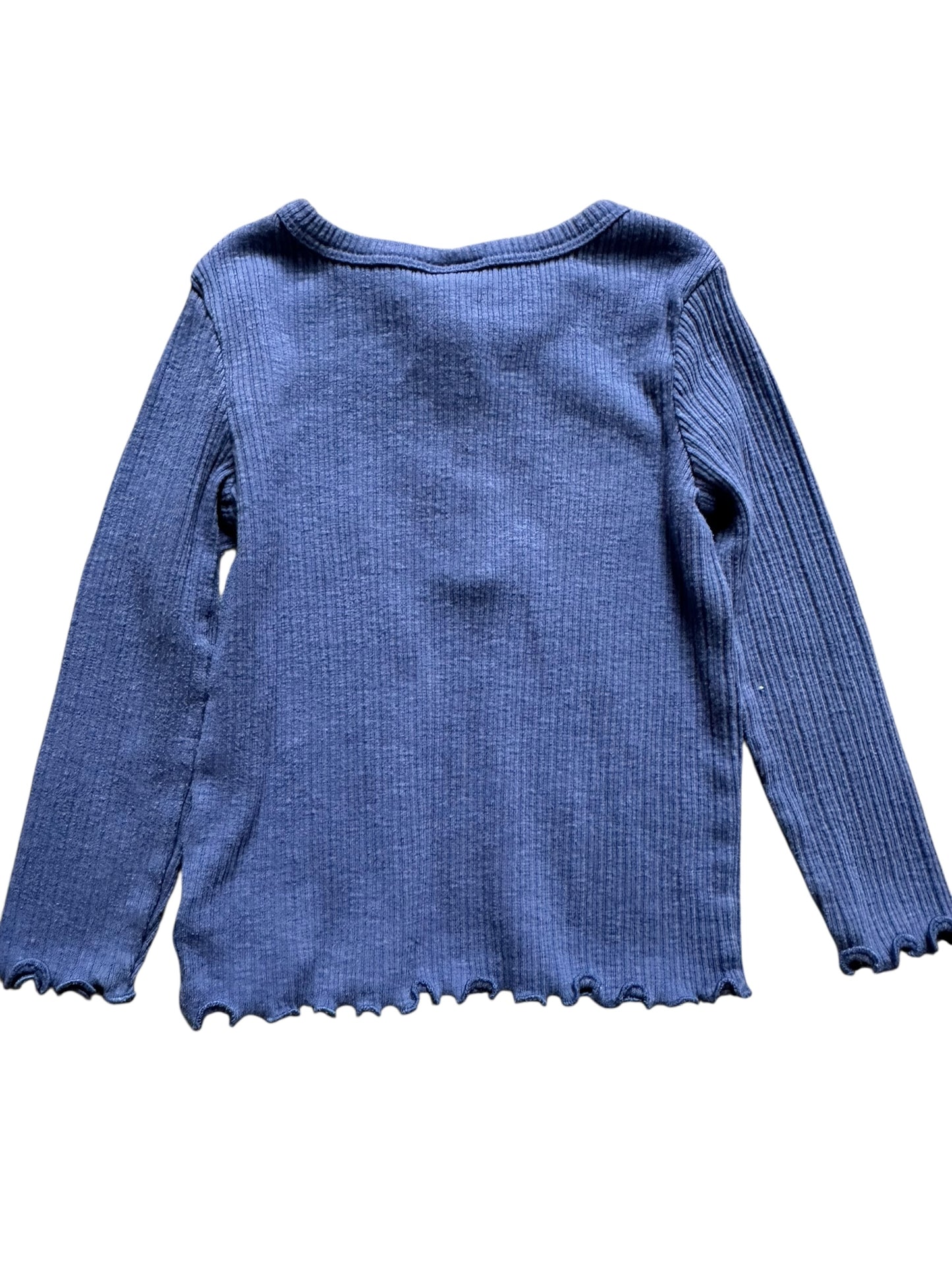 #93 Old Navy Blue Ribbed Ruffle Henley Girls 2T