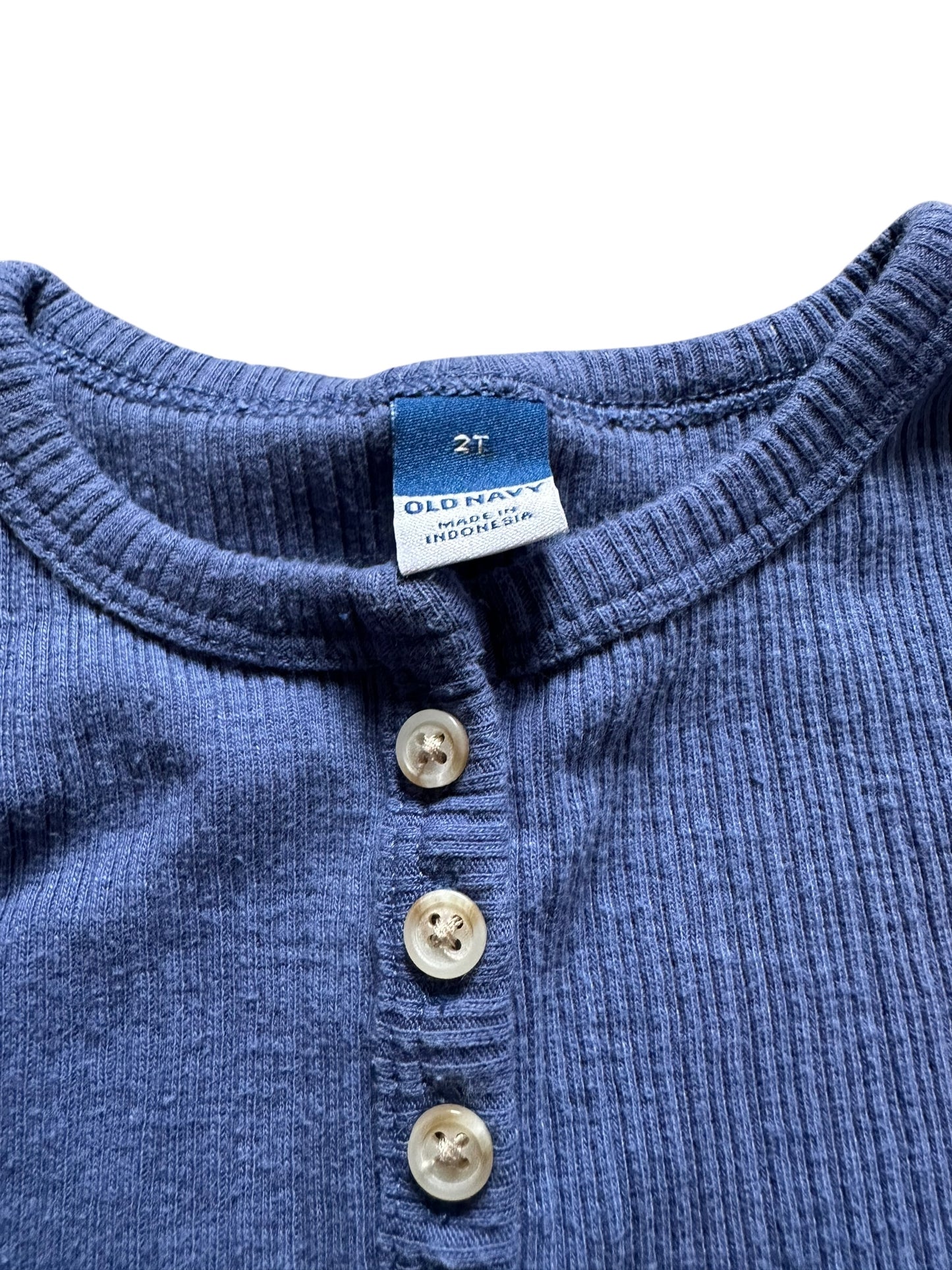#93 Old Navy Blue Ribbed Ruffle Henley Girls 2T