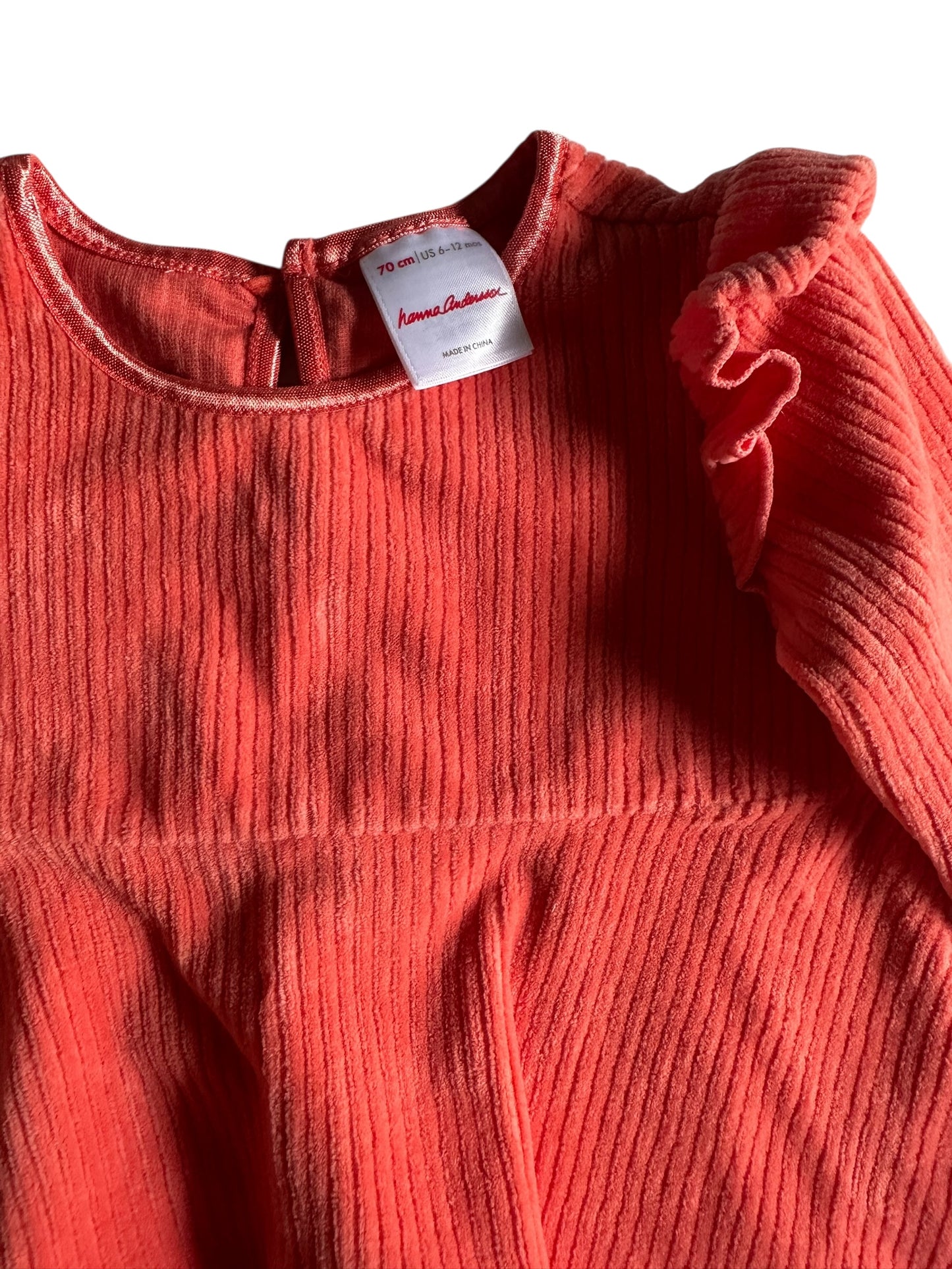 #93 Hanna Andersson Coral Corduroy Dress Girls 6-12M
