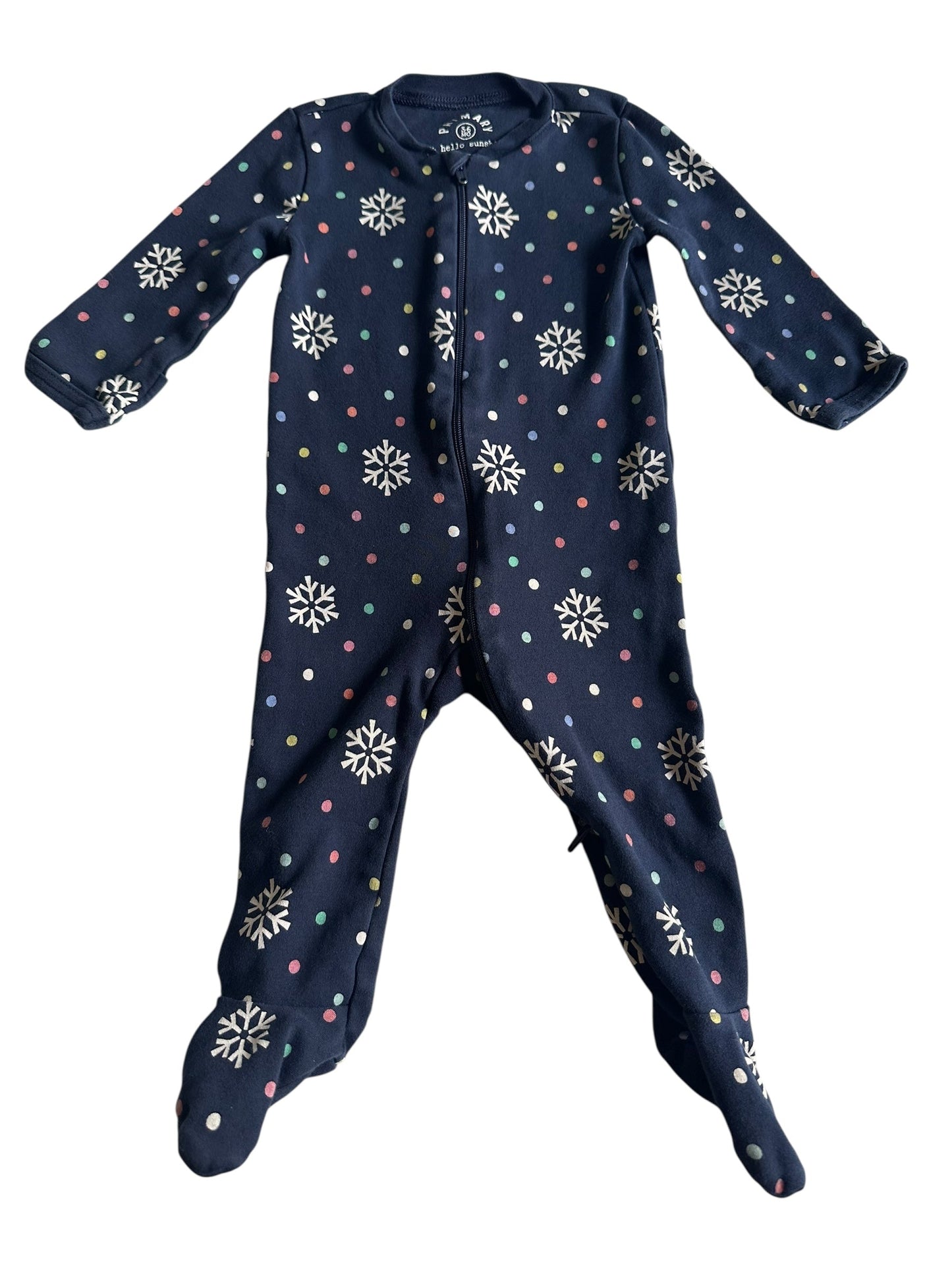 #93 Primary Winter Snowflake Footie Pajamas Gender Neutral 3-6M