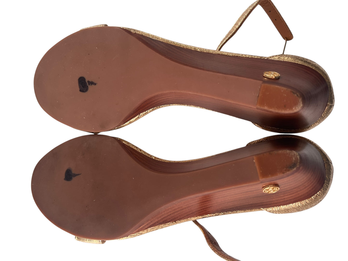 #63 Tory Burch 9.5 Saharian Gold Savannah Wedge