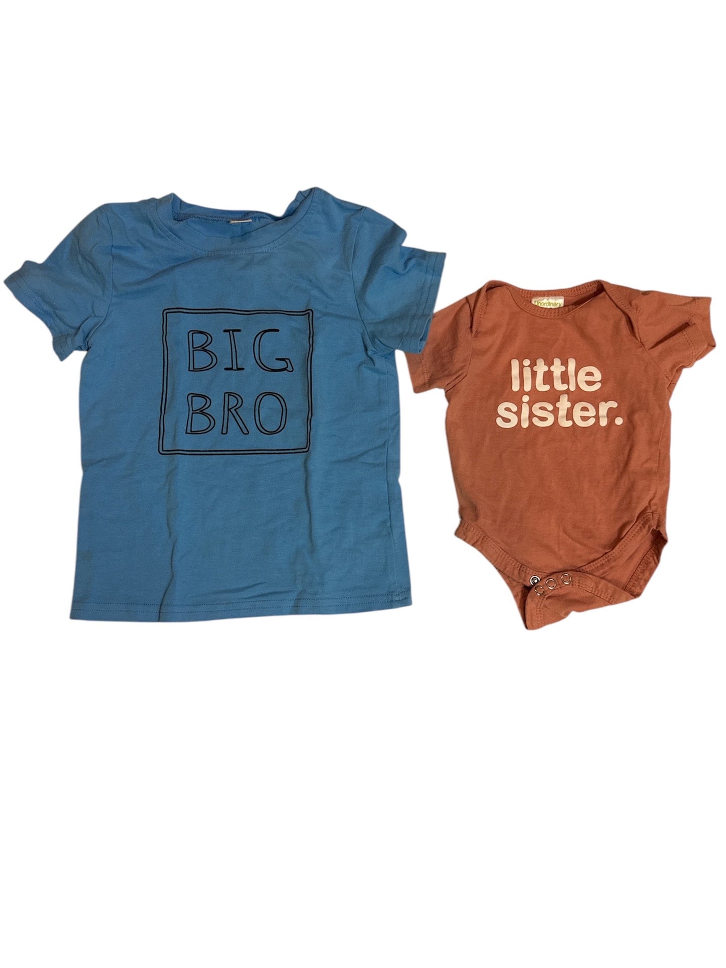 #28 Girls Little Sister Short Sleeve Onesie Size 0-3M (Matching Big Bro 3T T-Shirt Available)