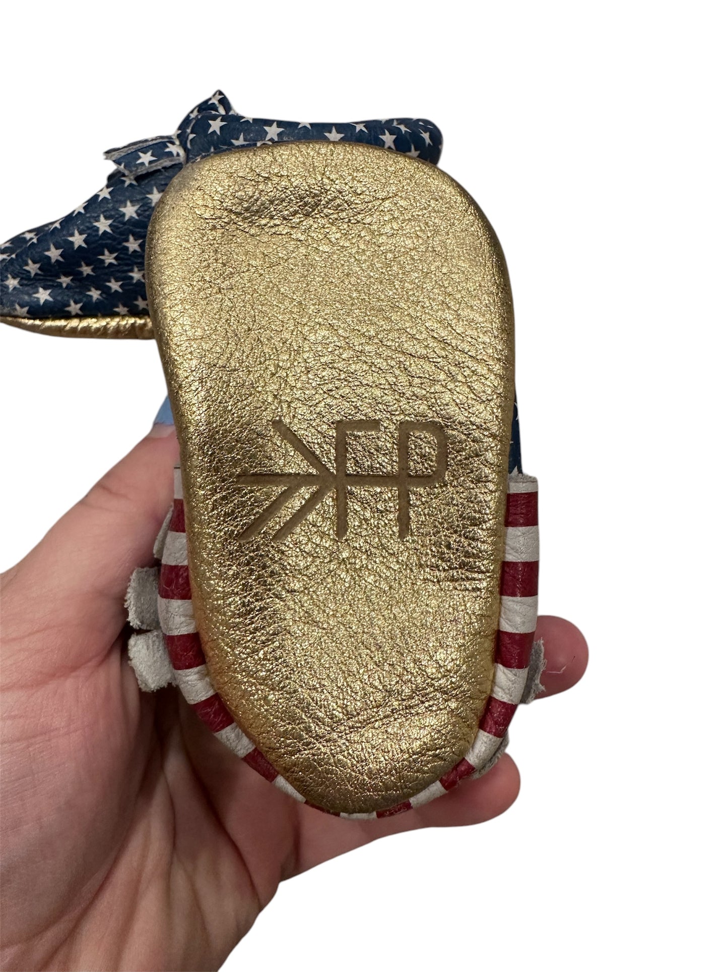 #85 Freshly Picked USA Moccasins, Infant Gen neutral sz 1