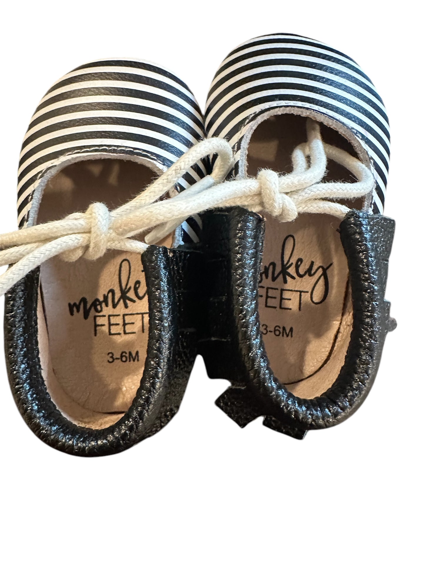 #85 Monkey Feet Leather Ballet Moccasins, Infant girls 3-6m