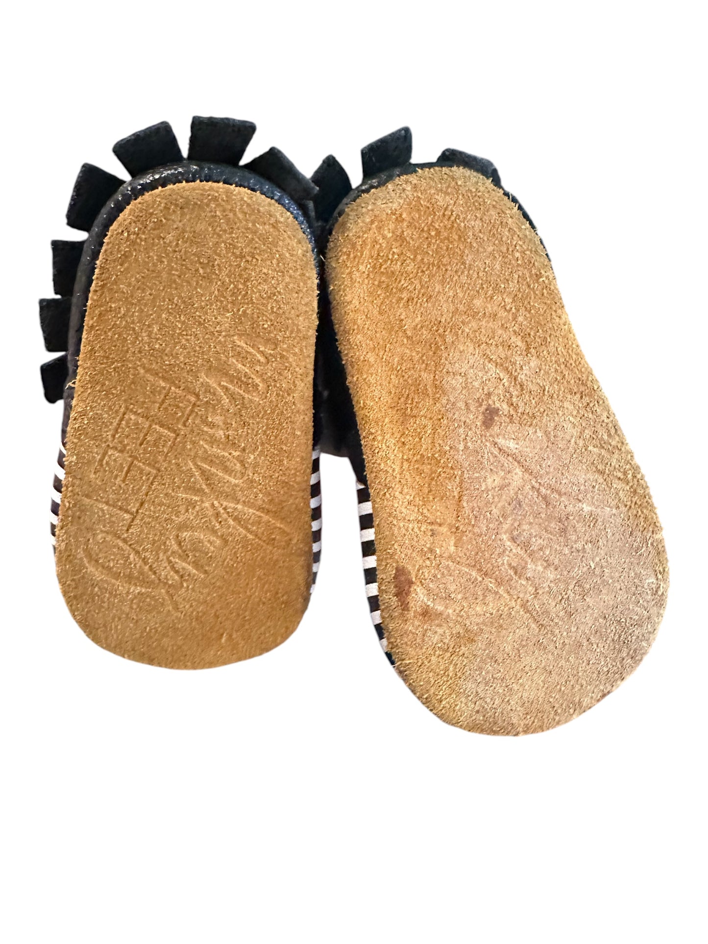 #85 Monkey Feet Leather Ballet Moccasins, Infant girls 3-6m