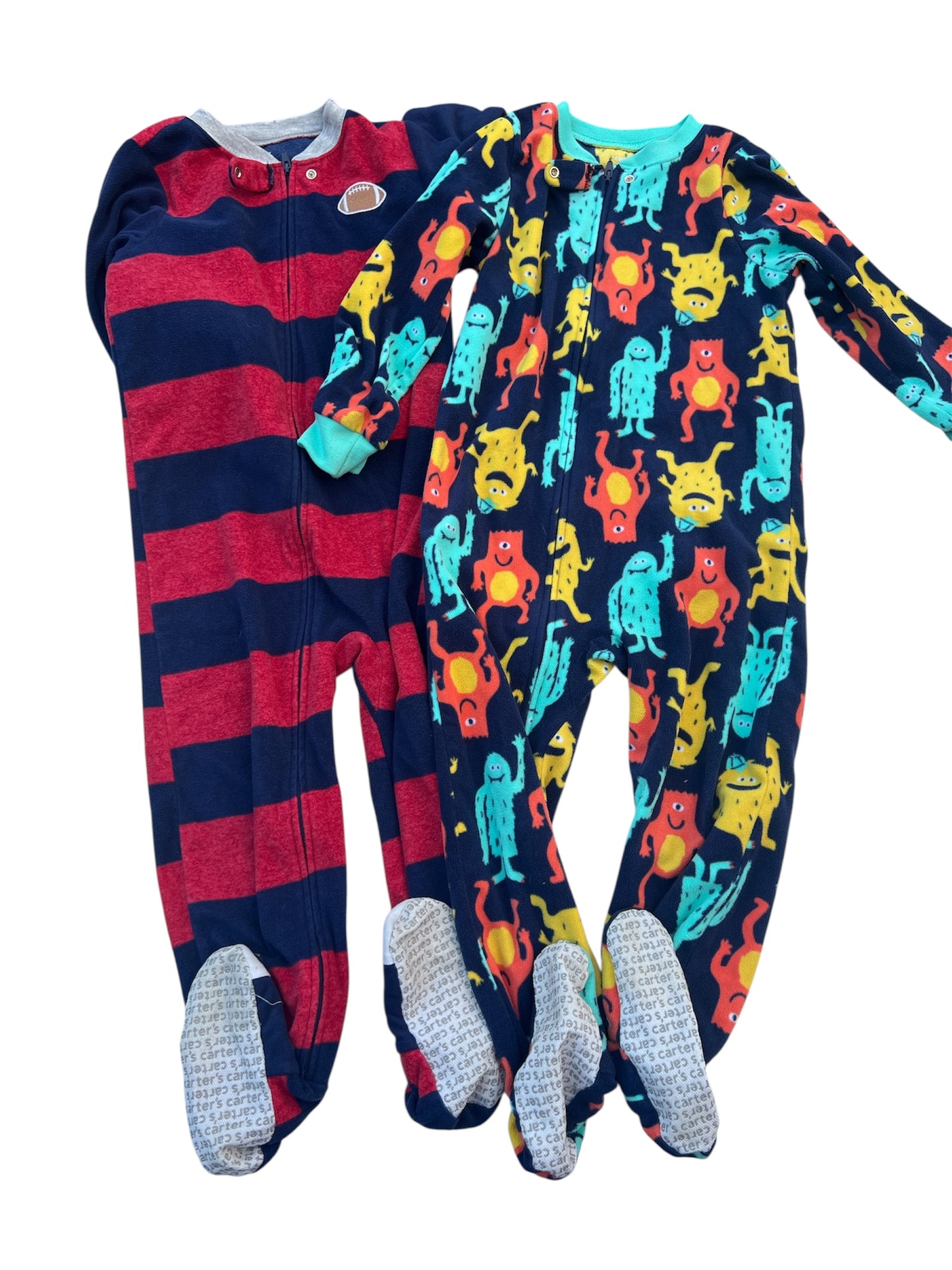 104 - Carters 4T Fleecie footie jams football, monsters