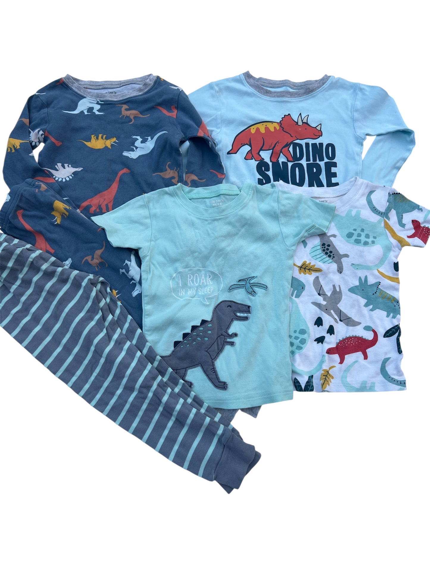 104 - Carters 4T Dino Pjs 4 shirts / 2 pants