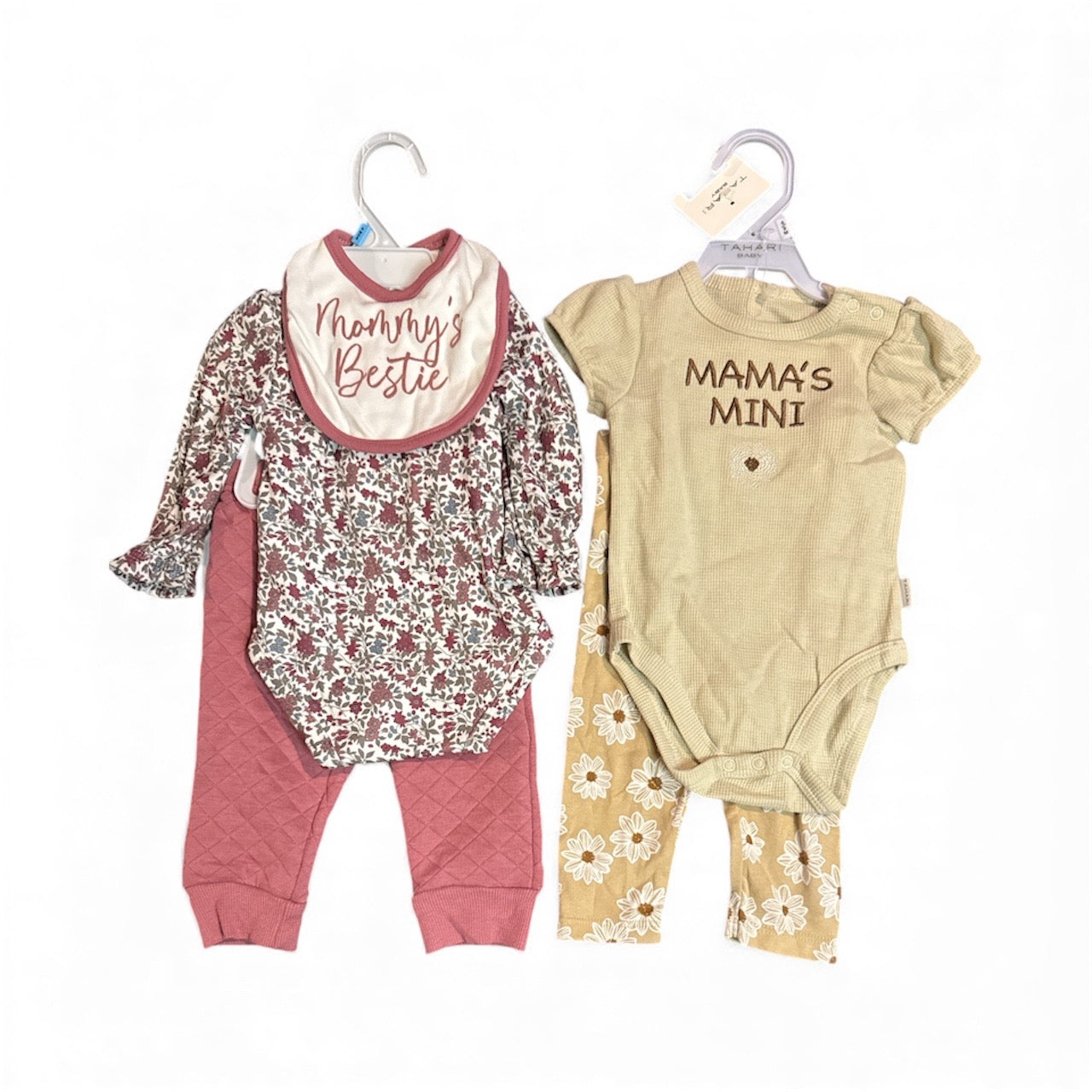 #28 REDUCED NWT Baby Essentials Tahari Three-Piece Mommy Floral Outfit Bundle Size 6-9M