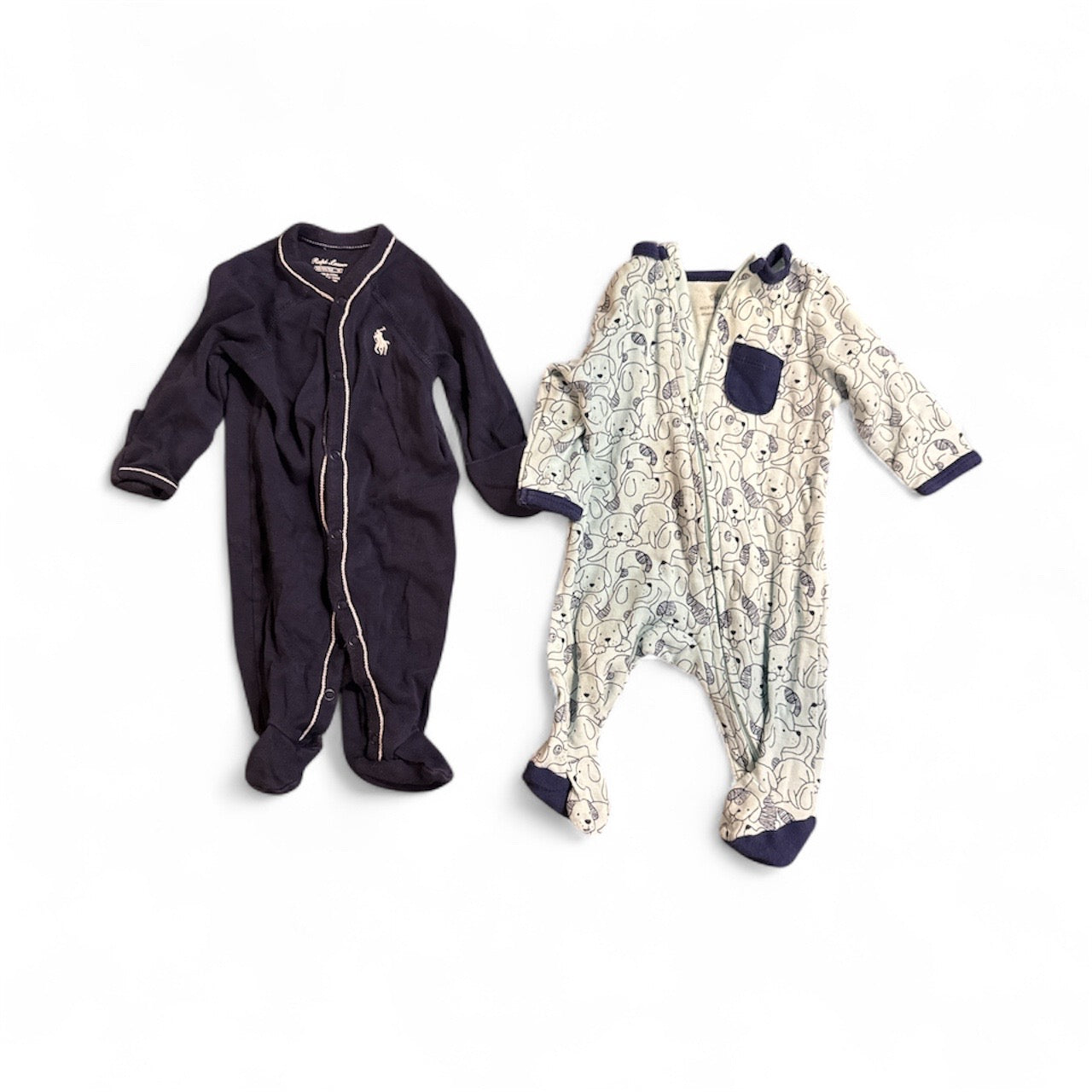 #28 REDUCED Boys Ralph Lauren Little Me Newborn Footed Sleeper Bundle